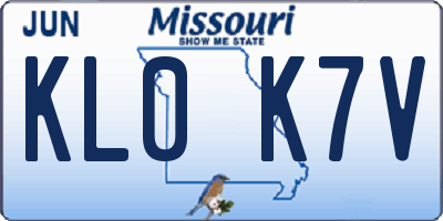 MO license plate KL0K7V