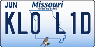 MO license plate KL0L1D