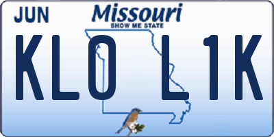 MO license plate KL0L1K