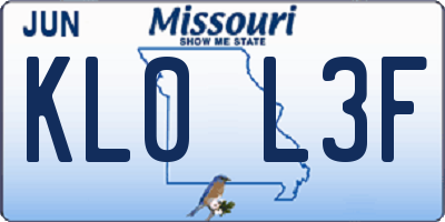 MO license plate KL0L3F