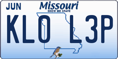 MO license plate KL0L3P