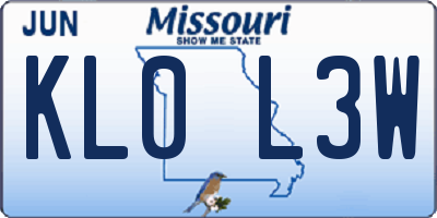 MO license plate KL0L3W