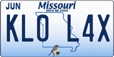 MO license plate KL0L4X