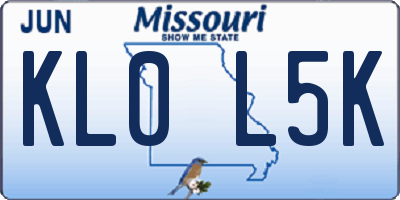 MO license plate KL0L5K
