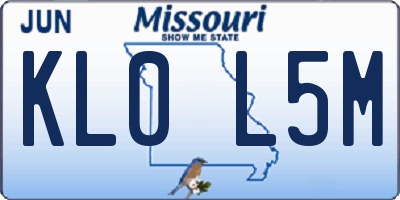 MO license plate KL0L5M