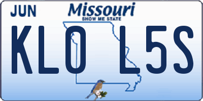 MO license plate KL0L5S