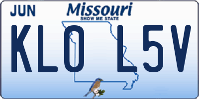 MO license plate KL0L5V