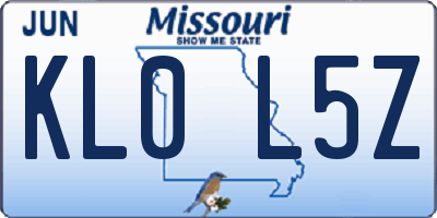 MO license plate KL0L5Z
