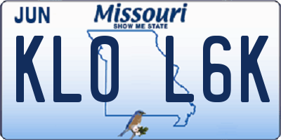 MO license plate KL0L6K