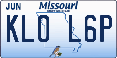 MO license plate KL0L6P