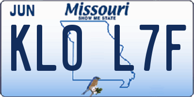 MO license plate KL0L7F