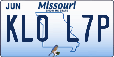 MO license plate KL0L7P