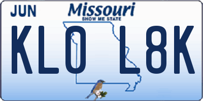 MO license plate KL0L8K