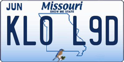 MO license plate KL0L9D