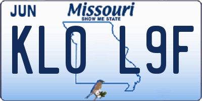 MO license plate KL0L9F