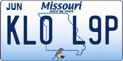 MO license plate KL0L9P
