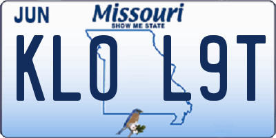 MO license plate KL0L9T