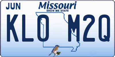 MO license plate KL0M2Q