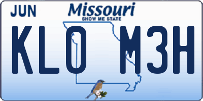 MO license plate KL0M3H