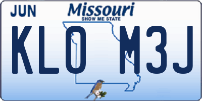 MO license plate KL0M3J