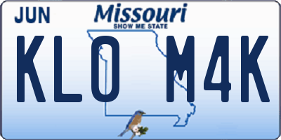 MO license plate KL0M4K