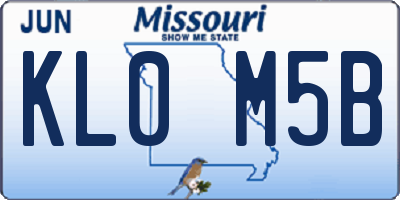 MO license plate KL0M5B