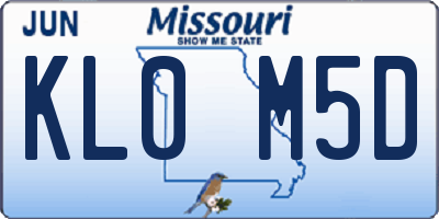 MO license plate KL0M5D