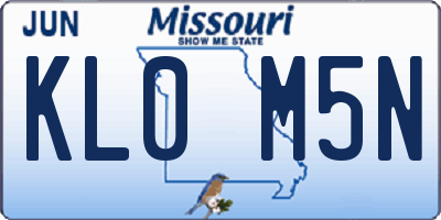 MO license plate KL0M5N