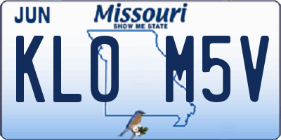 MO license plate KL0M5V