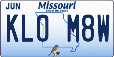 MO license plate KL0M8W