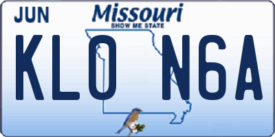 MO license plate KL0N6A