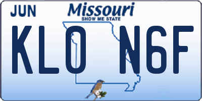 MO license plate KL0N6F