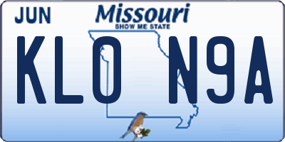 MO license plate KL0N9A