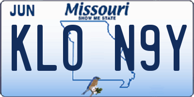 MO license plate KL0N9Y