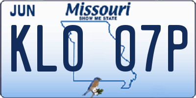 MO license plate KL0O7P