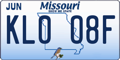 MO license plate KL0O8F