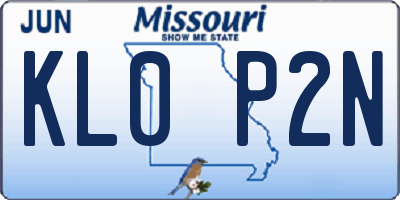 MO license plate KL0P2N