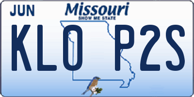 MO license plate KL0P2S