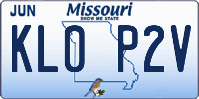 MO license plate KL0P2V
