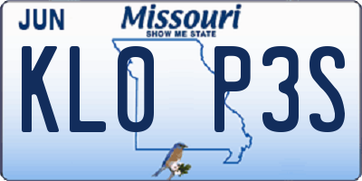 MO license plate KL0P3S