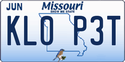 MO license plate KL0P3T