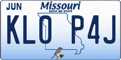 MO license plate KL0P4J