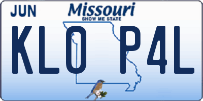 MO license plate KL0P4L