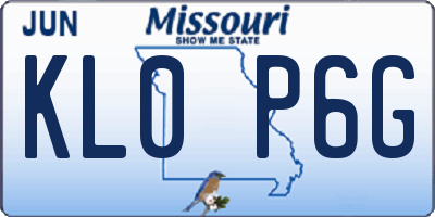 MO license plate KL0P6G