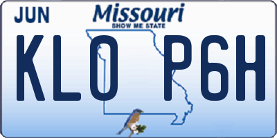 MO license plate KL0P6H