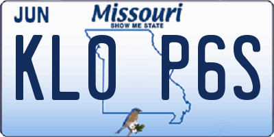 MO license plate KL0P6S