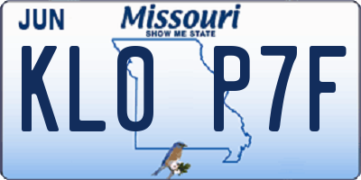 MO license plate KL0P7F