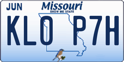 MO license plate KL0P7H
