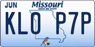 MO license plate KL0P7P