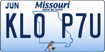 MO license plate KL0P7U